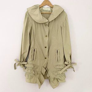 Elie Tahari Cream Ruffle Windbreaker Jacket Size S